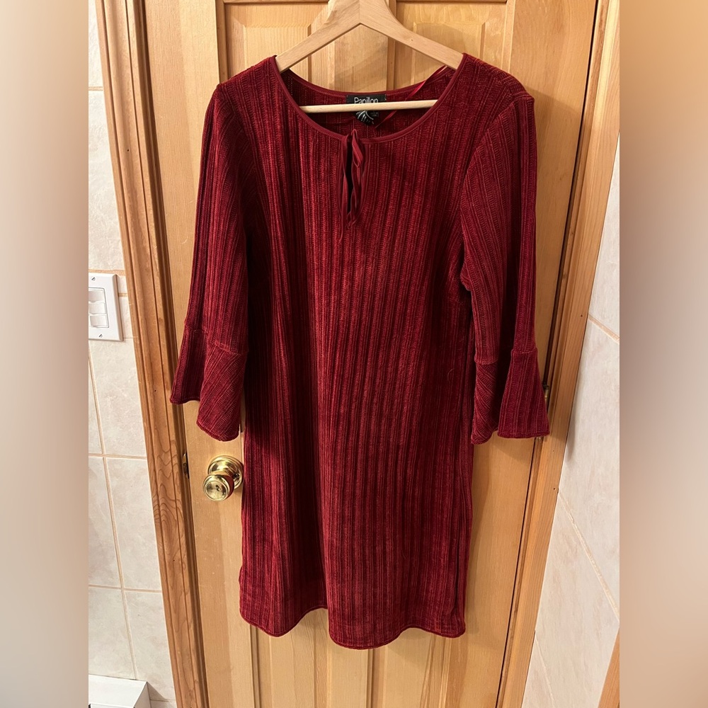 Papillon Deep Red Long Sleeve Dress